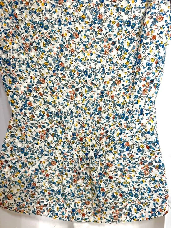 Madewell Floral Button Front Blouse Flutter Sleeve Cinched Back Top 6 - Picture 6 of 11